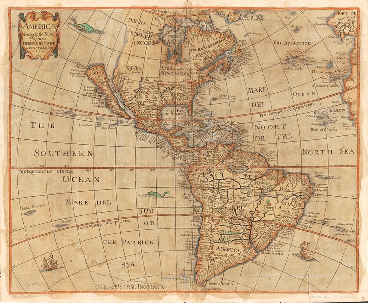 Map of the Americas, 1666 CE