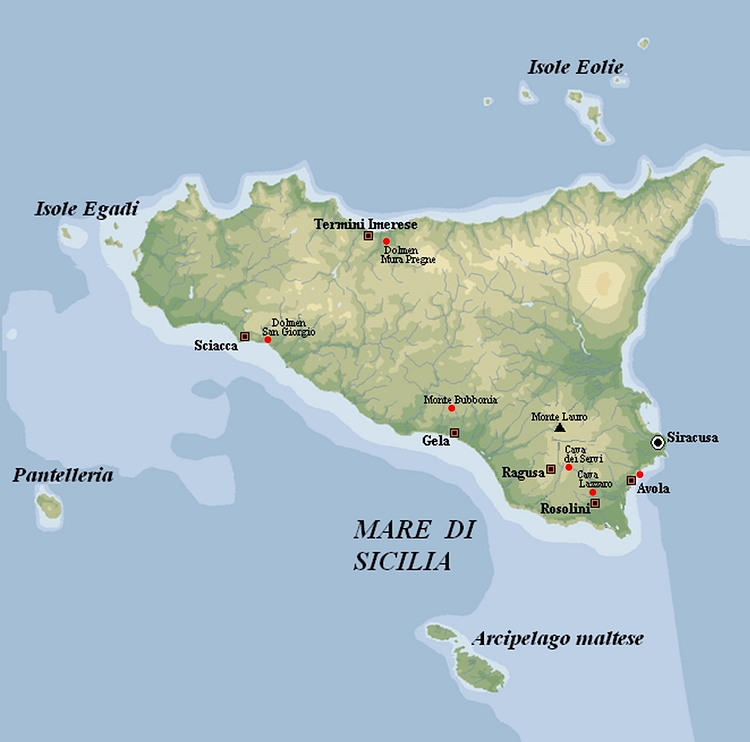 Map of Sicilian Dolmens